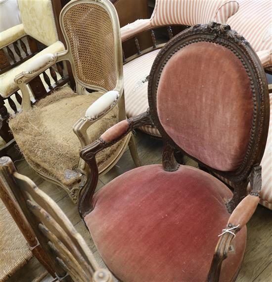 Two French elbow chairs